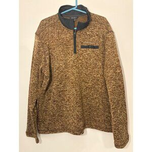Eddie Bauer Mens Brown Quarter-Zip Pullover Sweater Size XL 100% Polyester‎